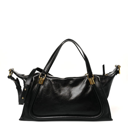 Chloe Natural Shiny Calfskin Large Paraty 24 Bag Black 1 of 10