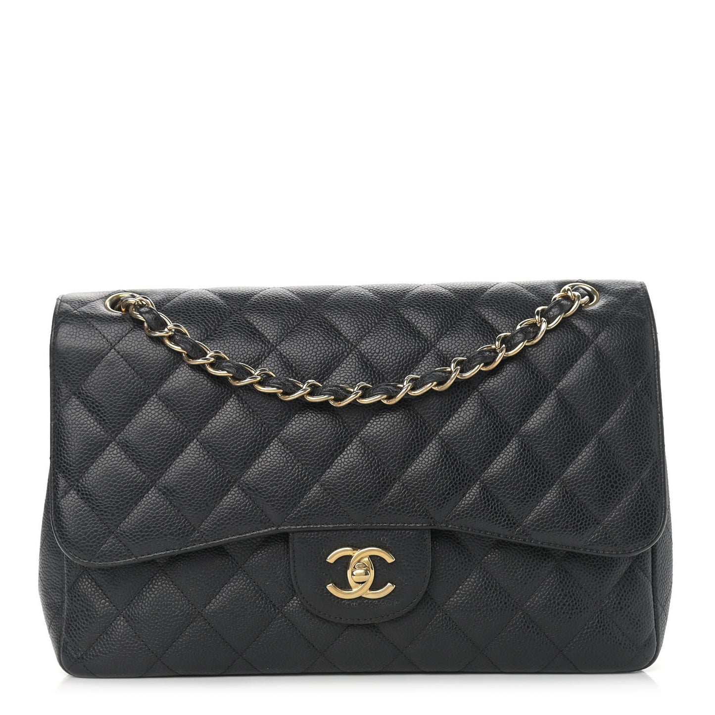 Caviar Quilted Jumbo Double Flap Black
