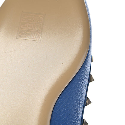 Valentino Garavani Pebbled Calfskin Rockstud Ballerina Flats 40 Baltique 11 of 13