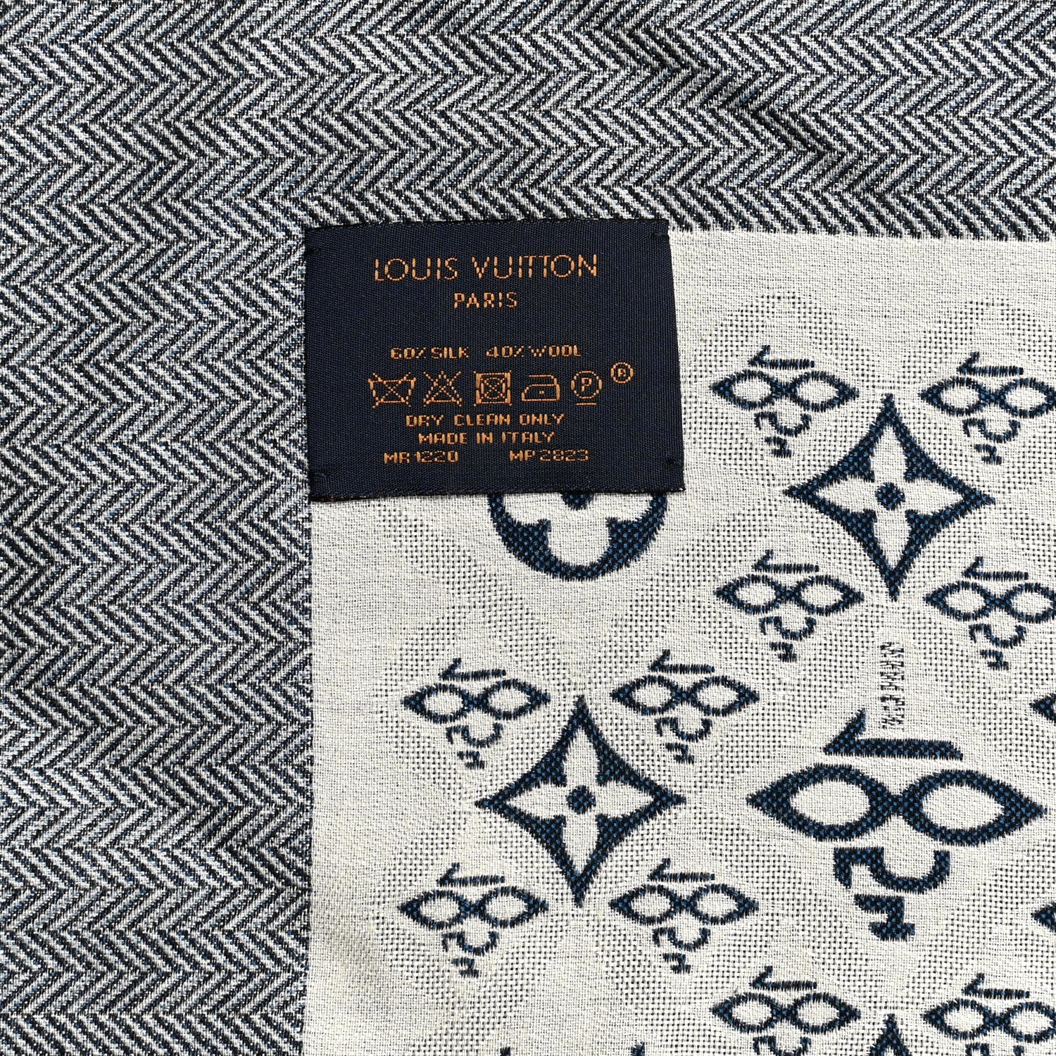 Louis Vuitton Silk Wool Jacquard Since 1854 Monogram Shawl Gray 2 of 3