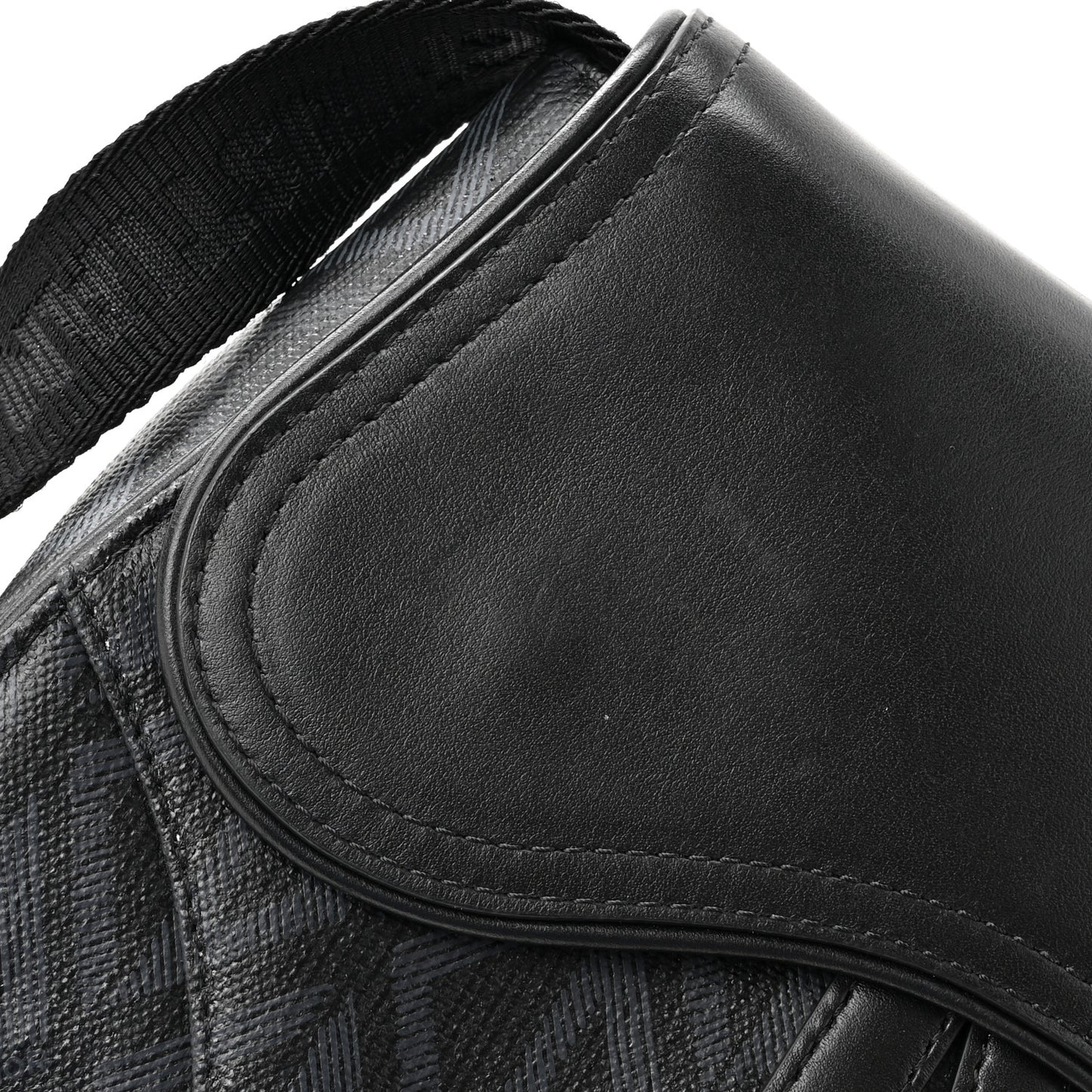 Coated Canvas CD Diamond Printed Mens Mini Saddle Bag Black