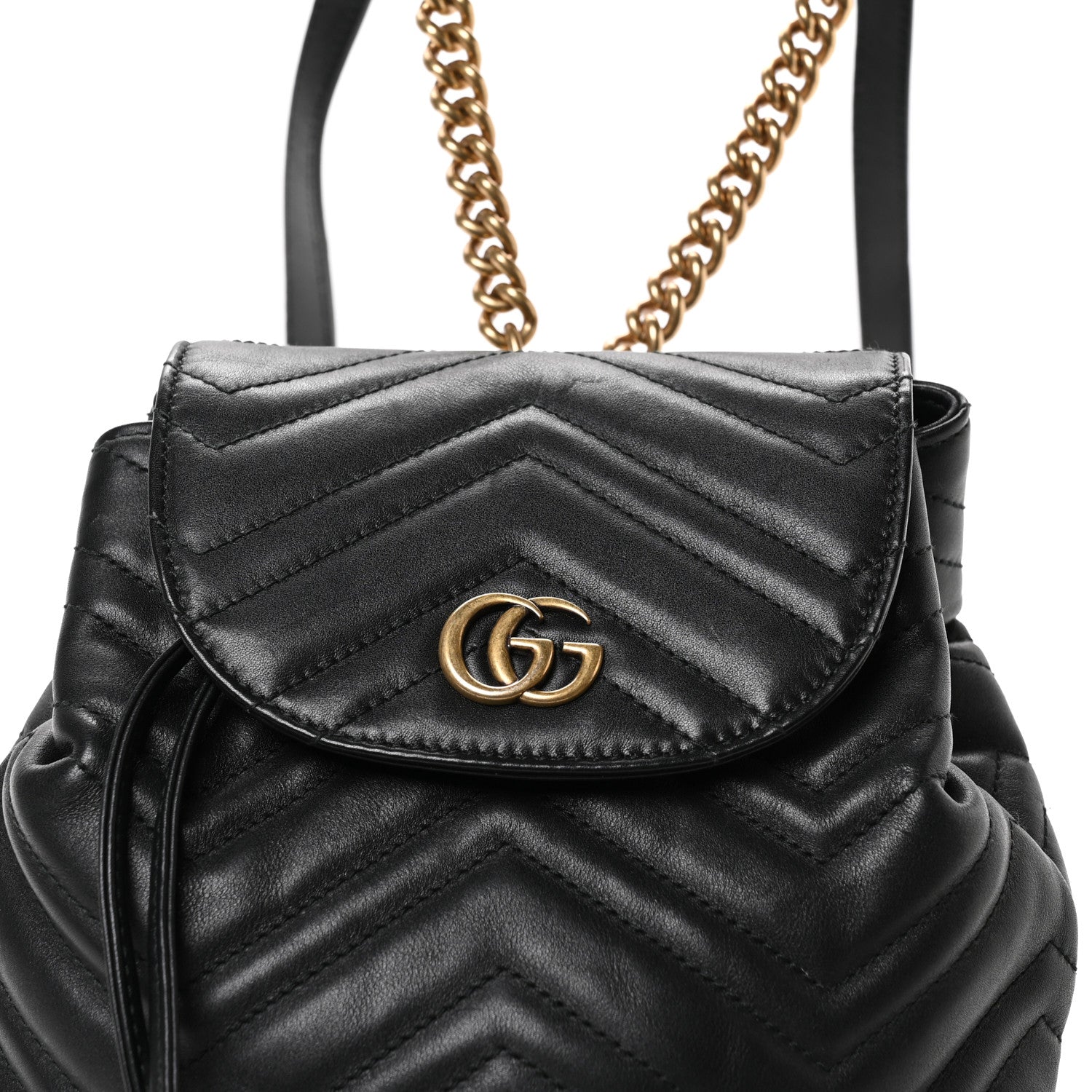 Gucci Calfskin Matelasse GG Marmont Flap Backpack Black 1769349