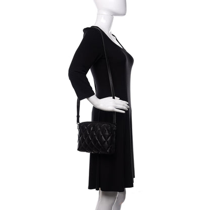 Balenciaga Nappa Calfskin Quilted Touch B Camera Shoulder Bag Black 1 of 10