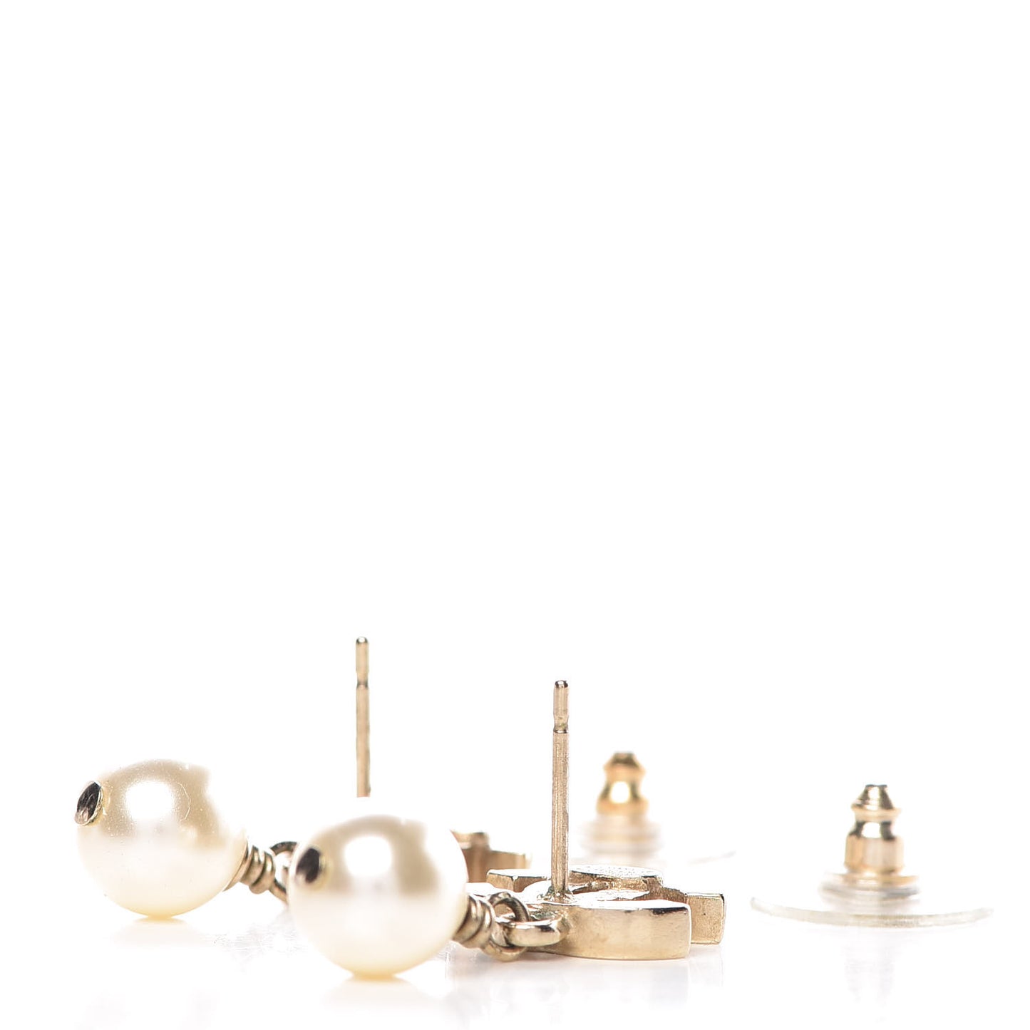 Pearl CC Drop Earrings Gold