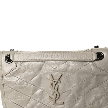 Saint Laurent Crinkled Calfskin Matelasse Monogram Baby Niki Chain Satchel Light Natural 9 of 16