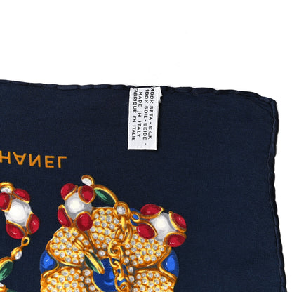 Chanel Silk Floral Scarf Blue 2 of 5