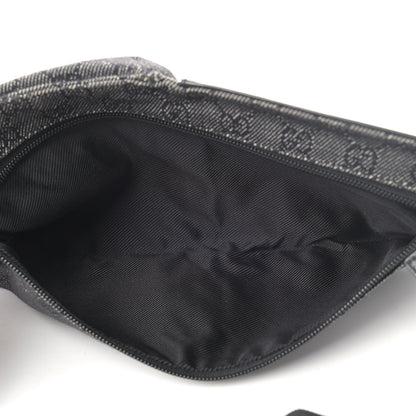 Gucci Denim Monogram Double Pocket Belt Bag Black 4 of 5