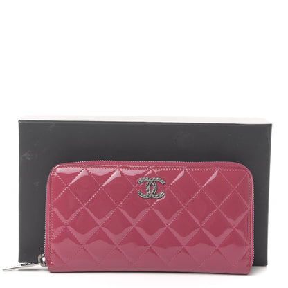 Chanel Patent Quilted Brilliant Zip Around Wallet Pink 9 of 9