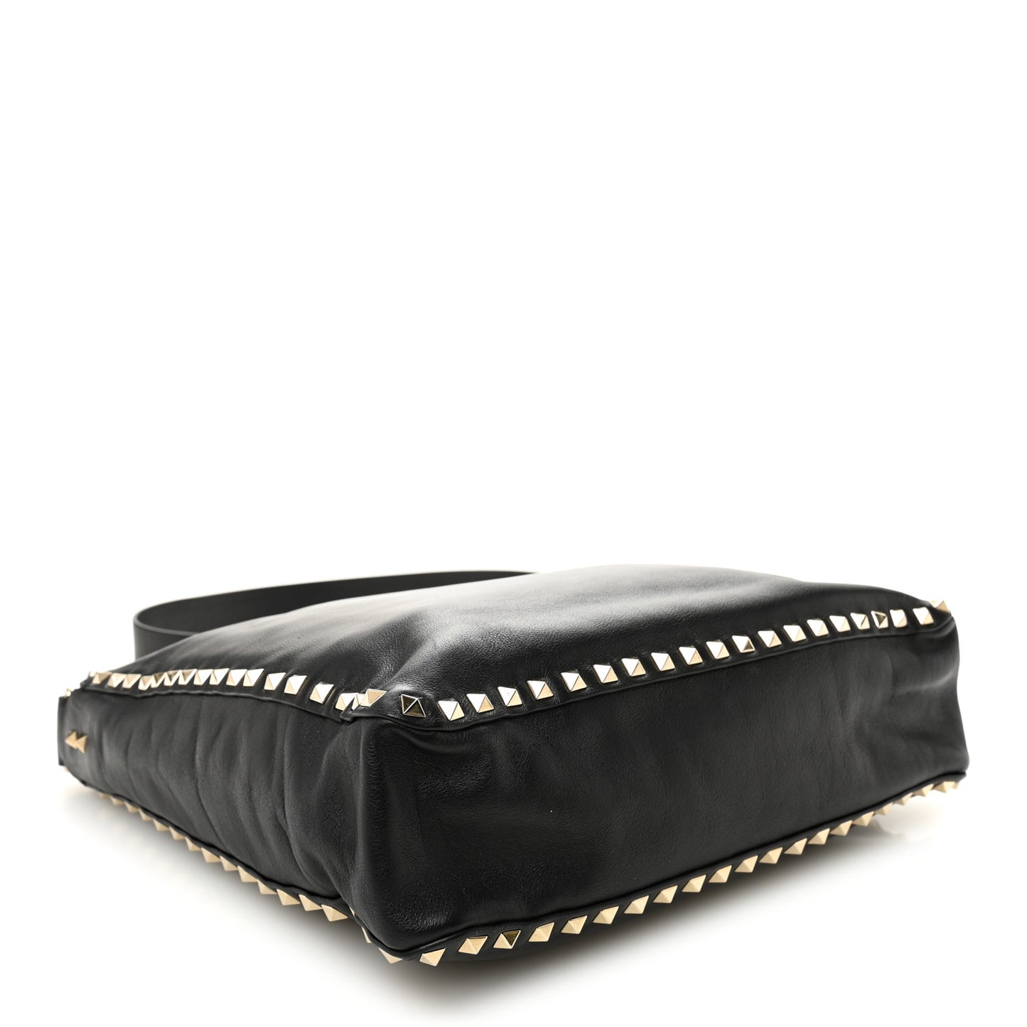 Vitello Calfskin Small Rockstud Flip-Lock Messenger Bag Black