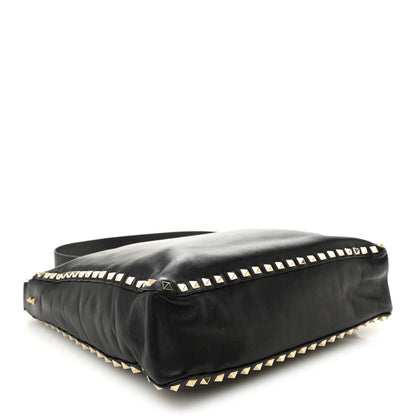 Valentino Garavani Vitello Calfskin Small Rockstud Flip-Lock Messenger Bag Black 4 of 9