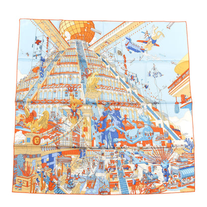 Hermes Silk La Legende Du Cheval Scarf 90 Orange Ciel Beige 1 of 4
