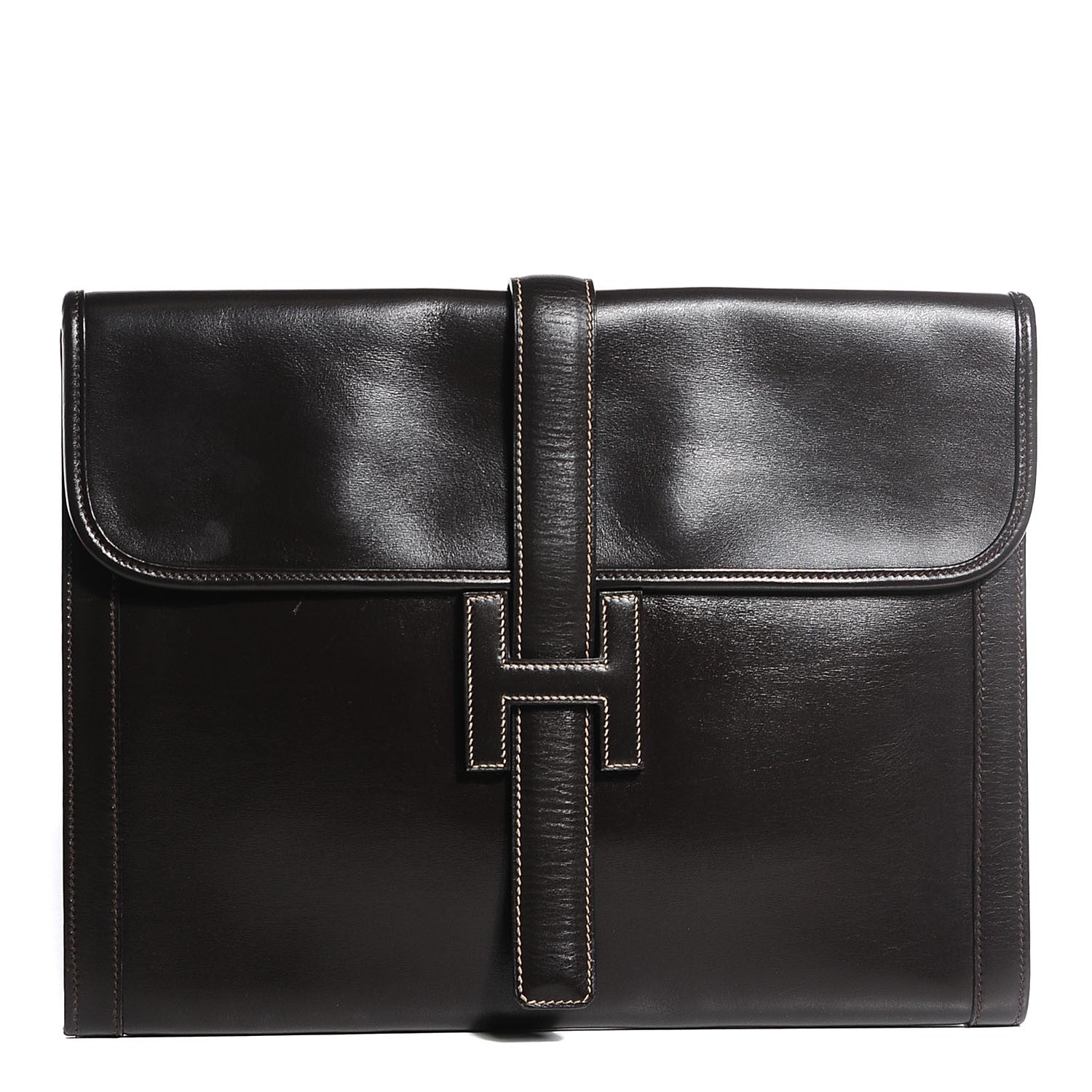 Hermes Box Jige GM Clutch Marron Fonce 1 of 8