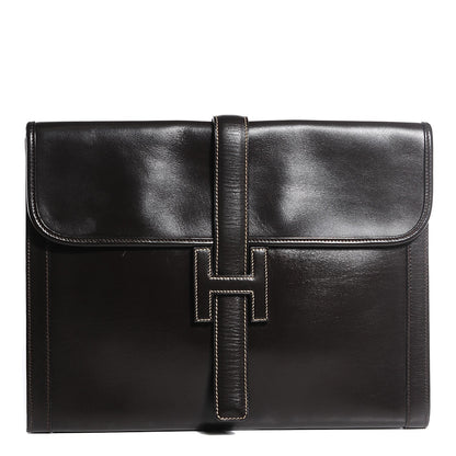 Hermes Box Jige GM Clutch Marron Fonce 1 of 8