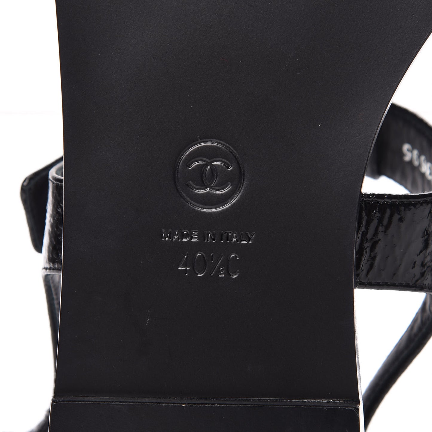 Patent Goatskin CC Thong Sandals 40.5 Black