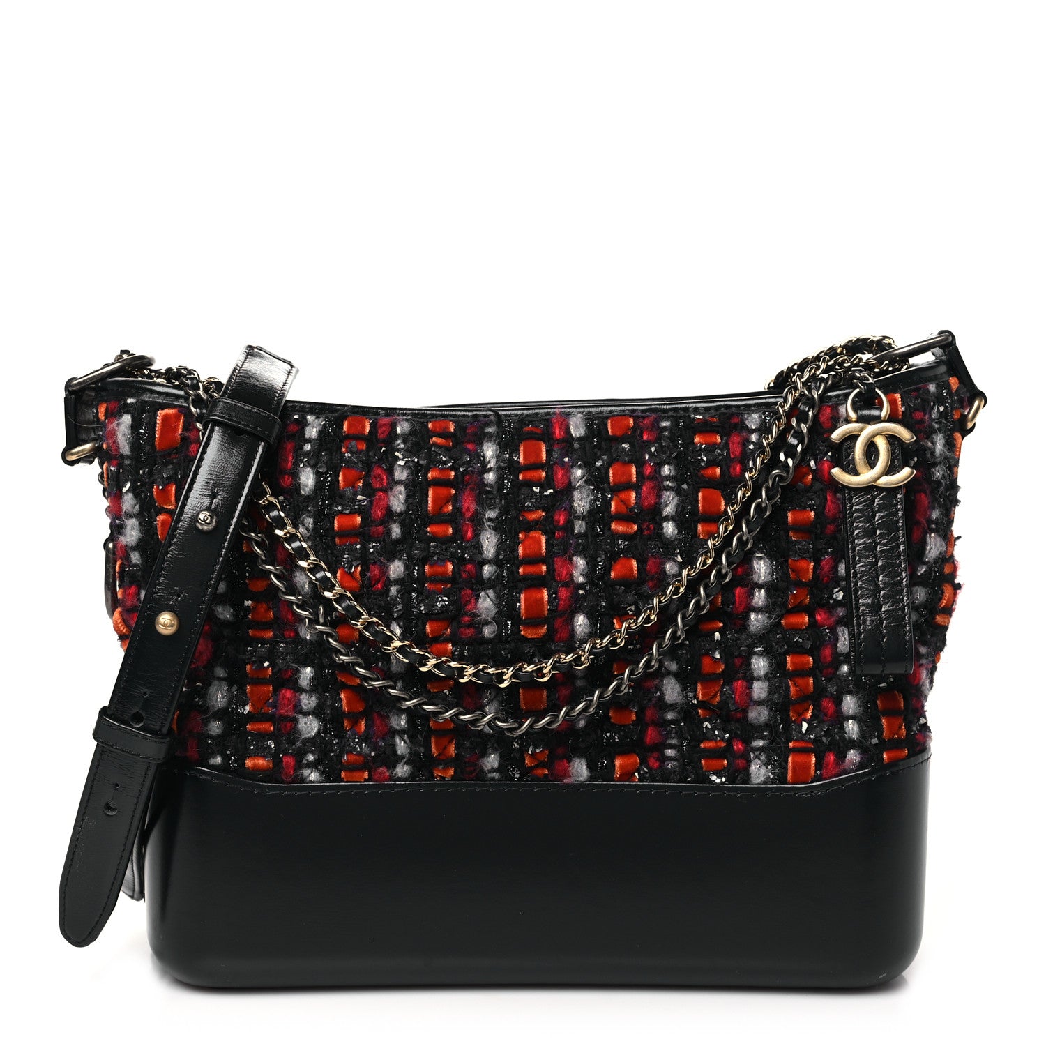 Chanel Tweed Calfskin Medium Gabrielle Hobo Black Red Blue 1 of 11