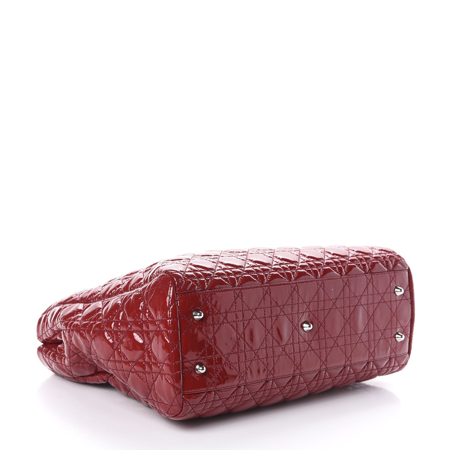 Patent Cannage Large Dior Soft Shopping Tote Red
