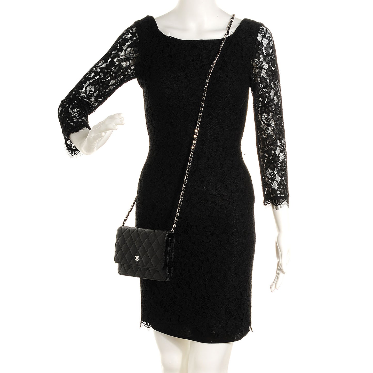 Caviar Quilted Wallet On Chain WOC Black