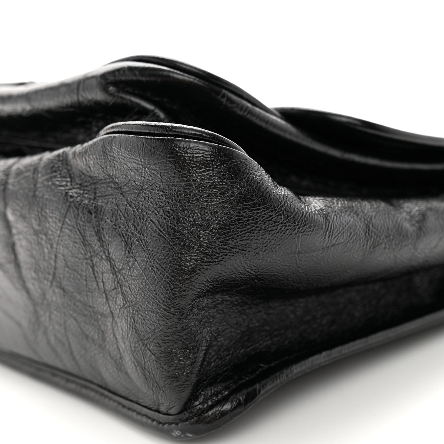Crinkled Calfskin Matelasse Monogram Medium Niki Chain Satchel Black