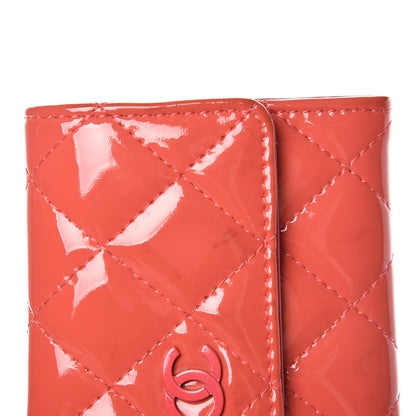 Chanel Patent Quilted Flap Card Holder Dark Pink 10 of 13