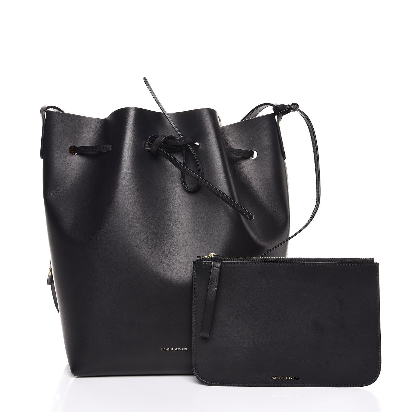 Vegetable Tanned Calfskin Bucket Bag Black Oro
