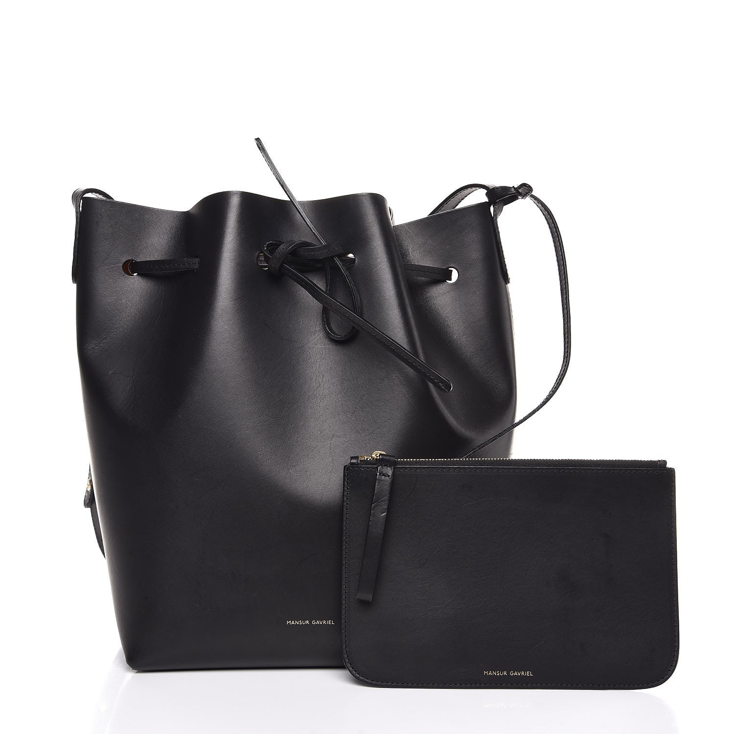 Mansur Gavriel Vegetable Tanned Calfskin Bucket Bag Black Oro 1 of 8