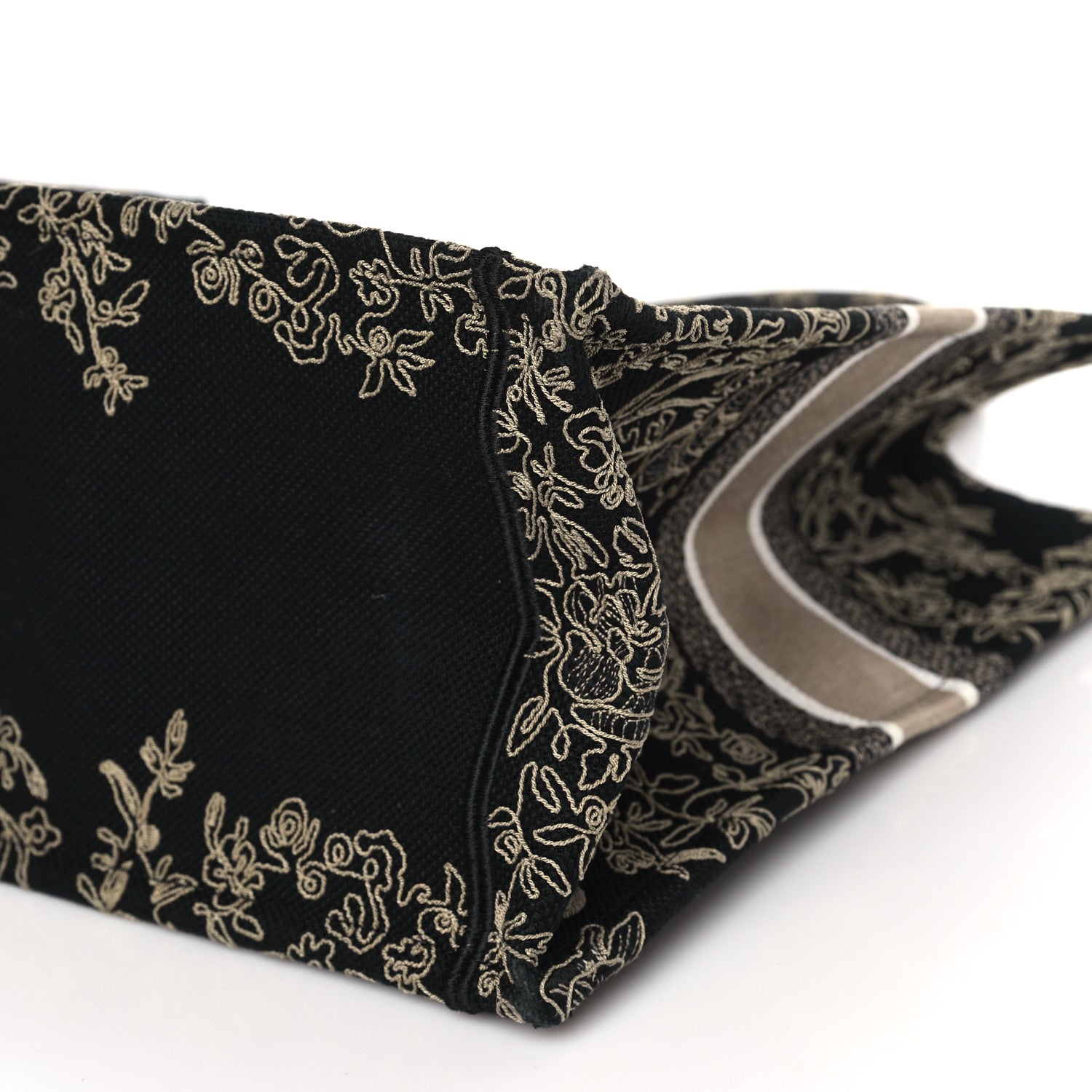 Christian Dior Canvas Embroidered Large Ornamental Cornely Book Tote Black Beige 11 of 13