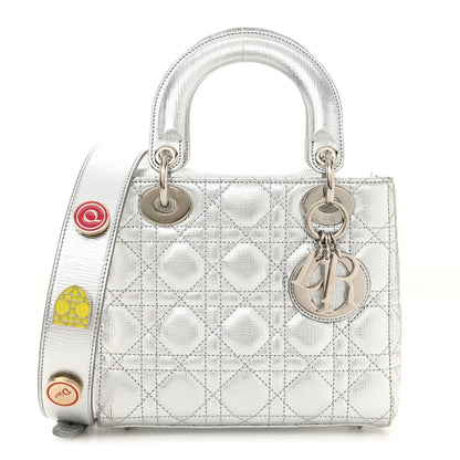 Christian Dior Metallic Grained Calfskin Cannage Small Lucky Badges My Lady Dior Silver 1 of 14