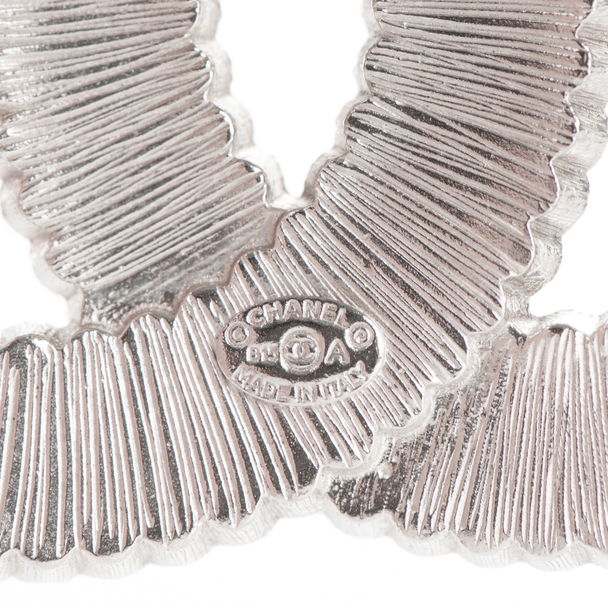 Chanel Crystal Glass CC Brooch Silver 4 of 4