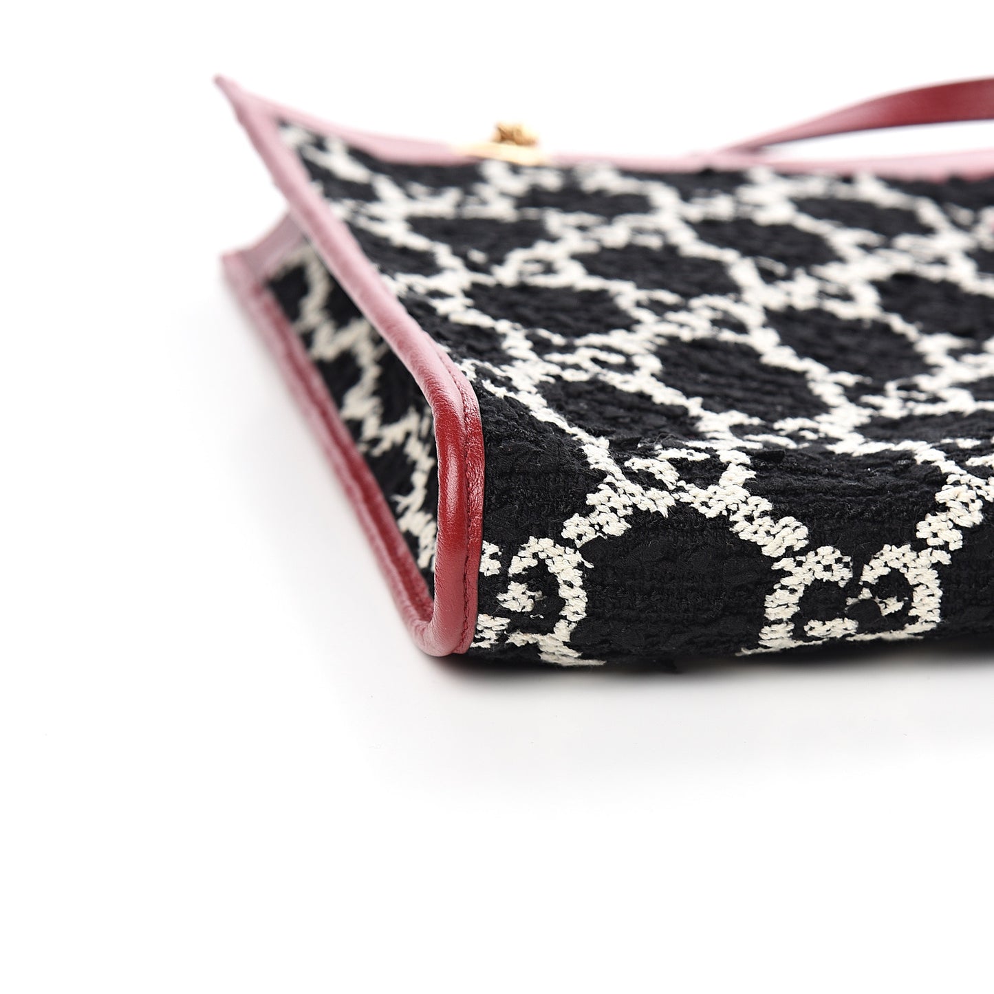 Tweed GG Monogram Large Rajah Chain Tote Romantic Cherry Black White