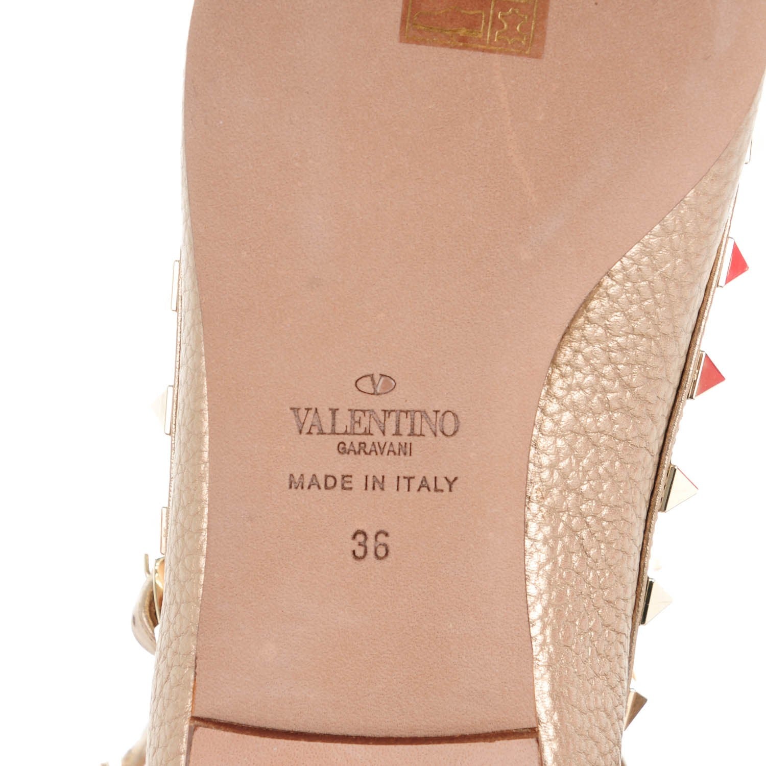 Valentino Garavani Pebbled Calfskin Rockstud Cage Ballerina Flats 36 Skin 7 of 8