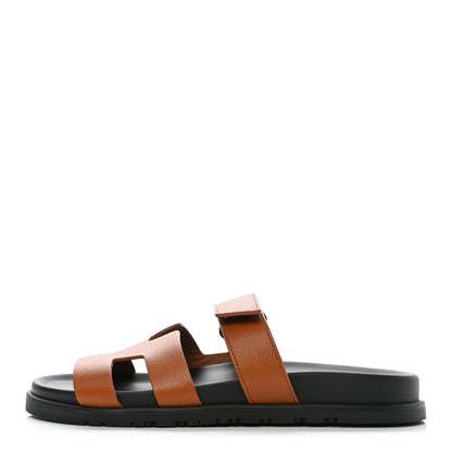 Hermes Epsom Womens Chypre Sandals 39.5 Natural 1 of 9