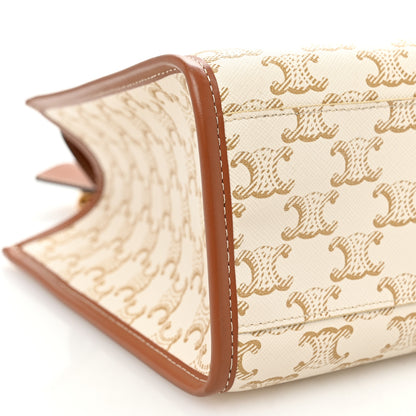 Celine Triomphe Canvas Calfskin Mini Horizontal Cabas White 11 of 12