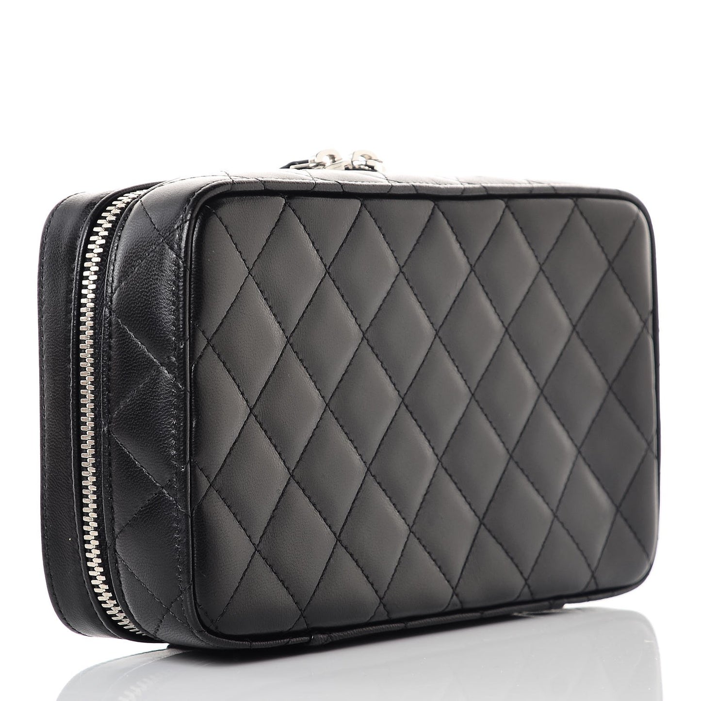 Lambskin Quilted Jewelry Case Black