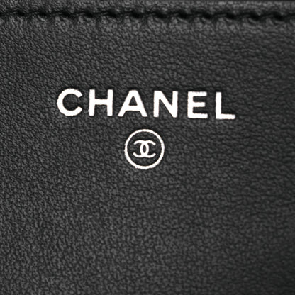 Chanel Lambskin Camellia Embossed Wallet On Chain WOC Black 6 of 16