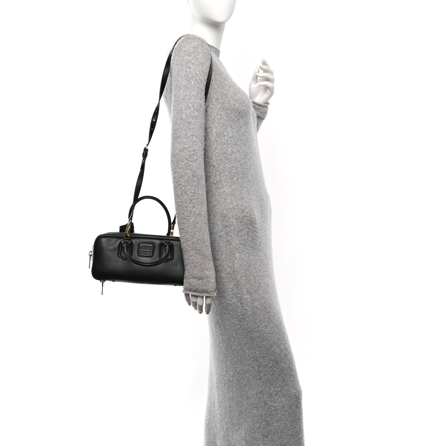 Miu Miu Calfskin Arcadie Top Handle Bag Black 2 of 9
