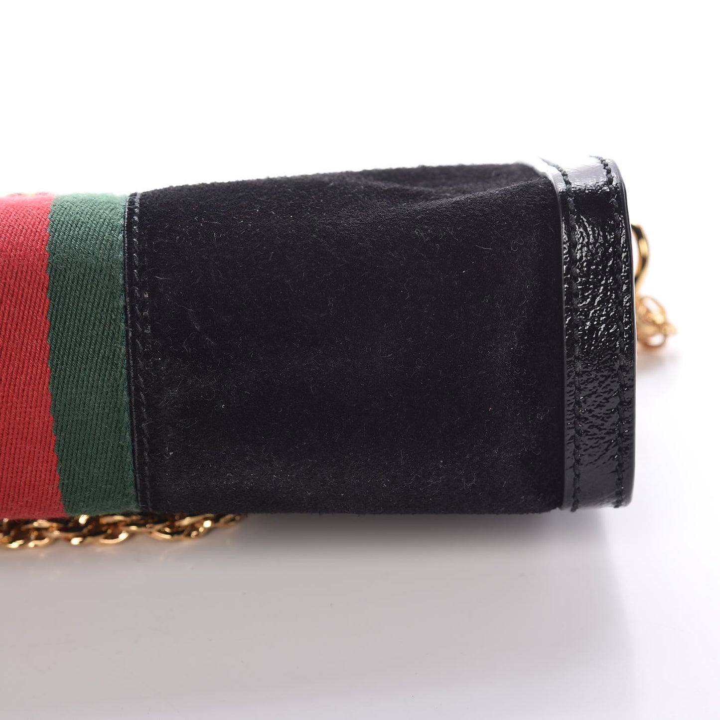 Suede Patent GG Web Small Ophidia Chain Shoulder Bag Black