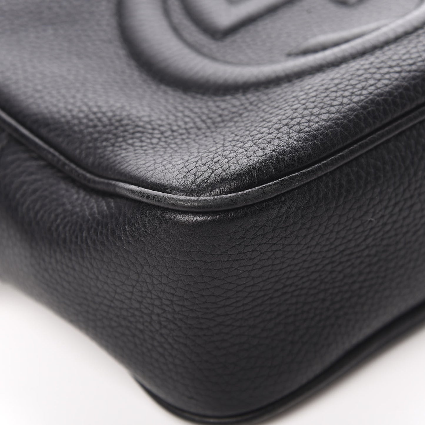 Pebbled Calfskin Small Soho Disco Bag Black