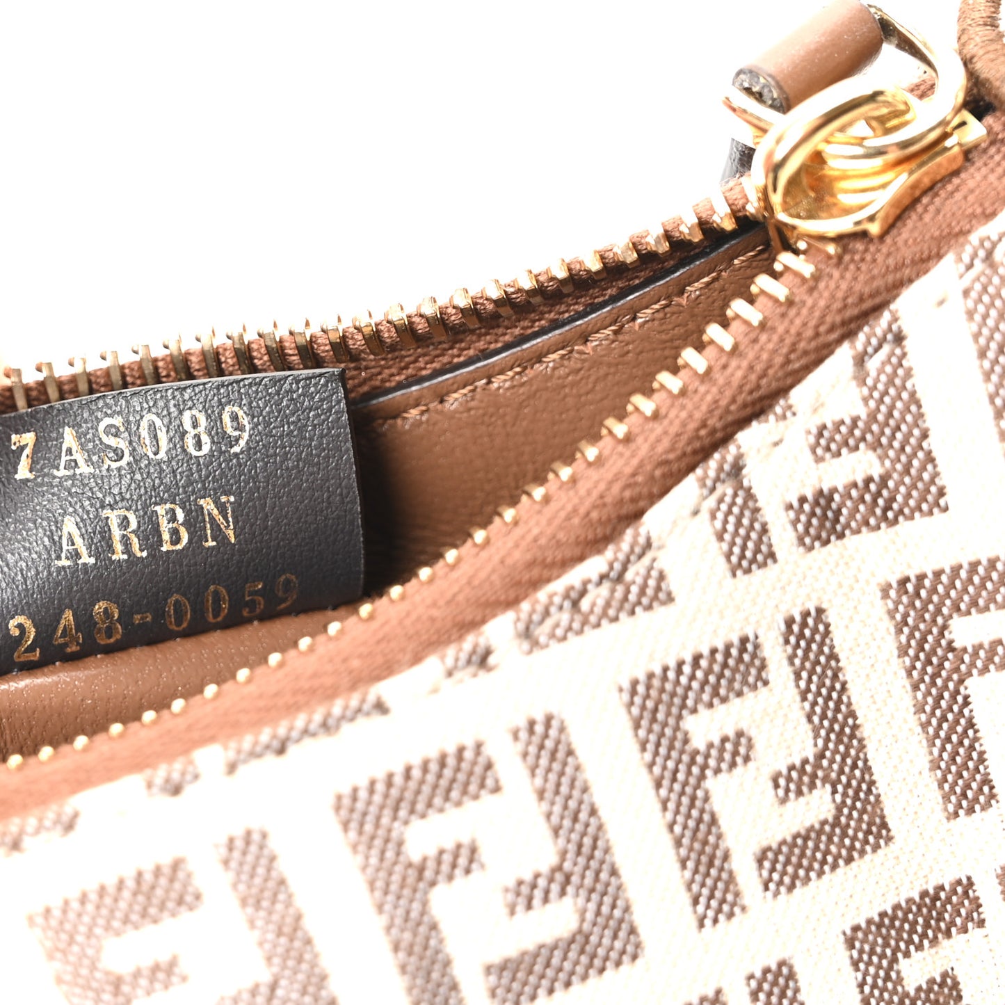 Fabric Jacquard FF 1974 Nano Fendigraphy Hobo Charm Beige