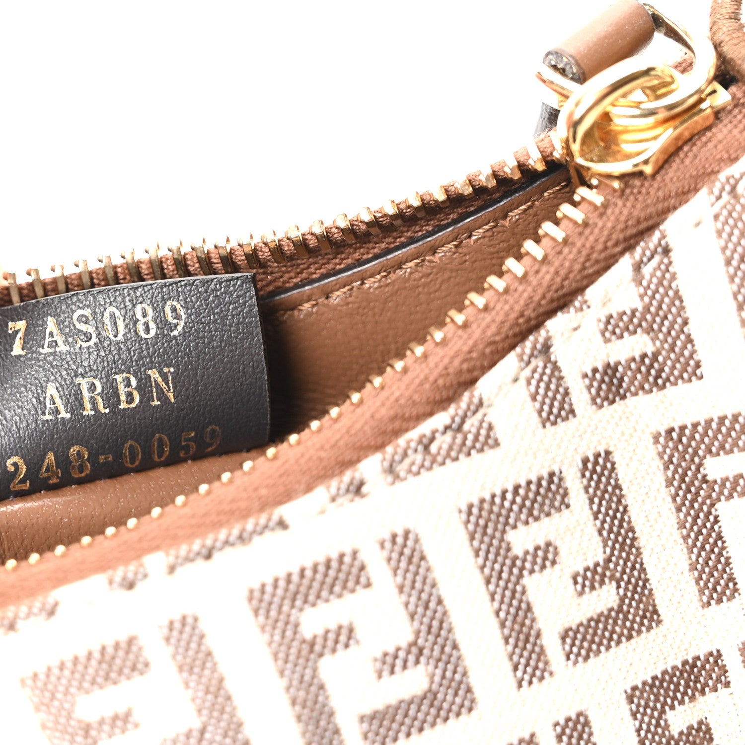 Fendi Fabric Jacquard FF 1974 Nano Fendigraphy Hobo Charm Beige 7 of 10