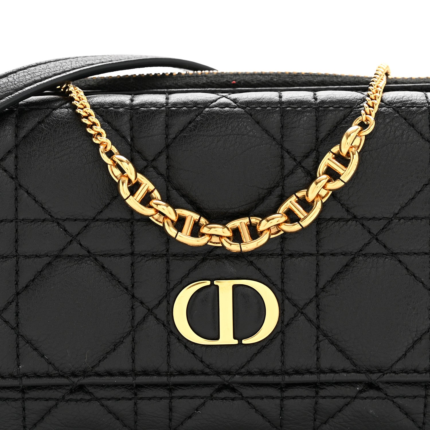 Christian Dior Supple Calfskin Cannage Caro Pouch With Chain  Black 8 of 14