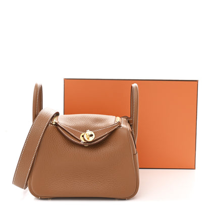 Hermes Taurillon Clemence Mini Lindy 20 Gold 11 of 11