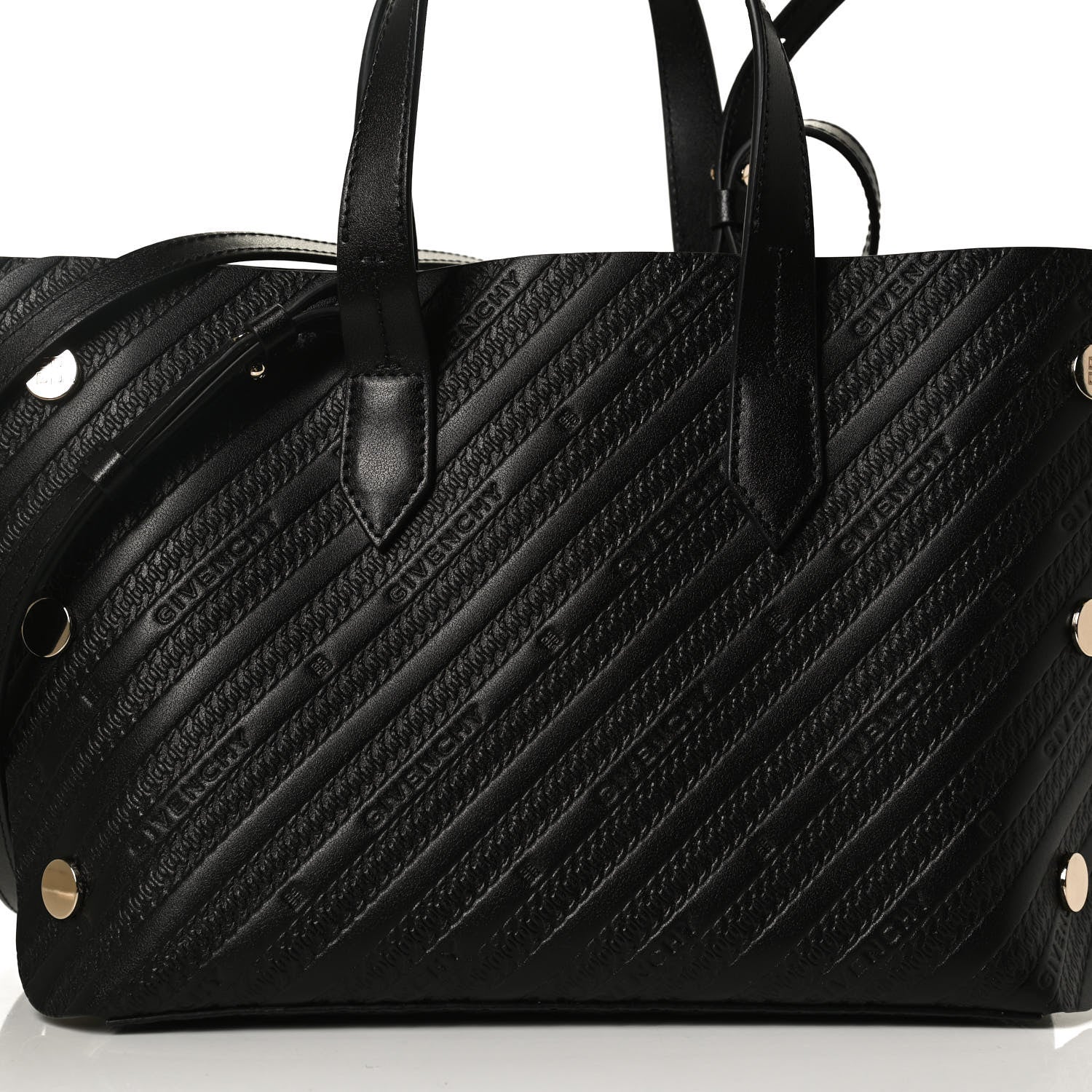 Givenchy Calfskin Chain Embossed Mini Bond Shopper Tote Black 7 of 11