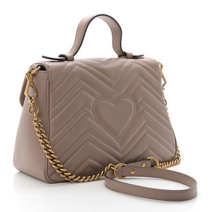 Gucci Calfskin Matelasse Small GG Marmont Top Handle Shoulder Bag  Porcelain Rose 3 of 10