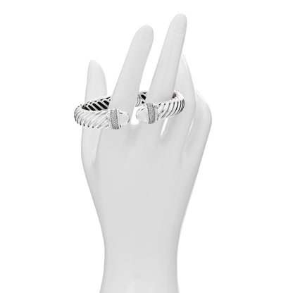 David Yurman Sterling Silver Diamond 10mm Waverly Bracelet 2 of 4