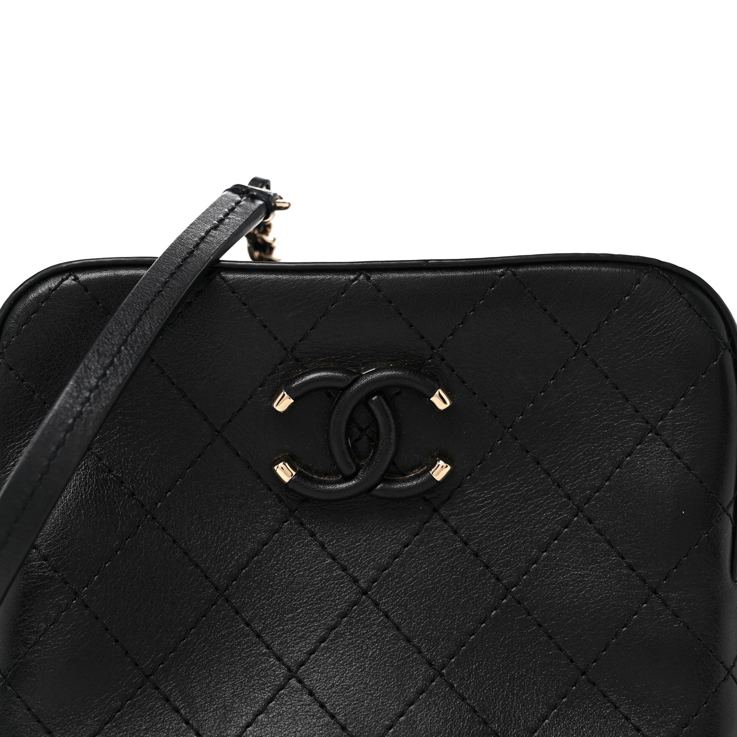Chanel Calfskin Stitched Enamel CC Camera Case Bag Black 8 of 10