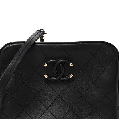 Chanel Calfskin Stitched Enamel CC Camera Case Bag Black 8 of 10