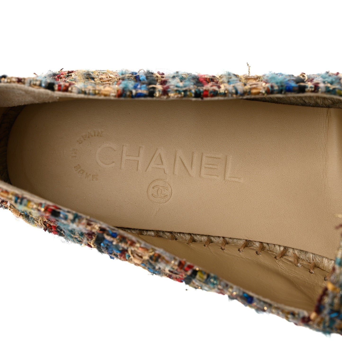 Tweed Grosgrain CC Espadrilles 41 Multicolor Black