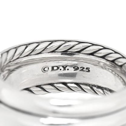 David Yurman Sterling Silver Diamond 11mm Thoroughbred Cushion Link Ring 60 9 4 of 4