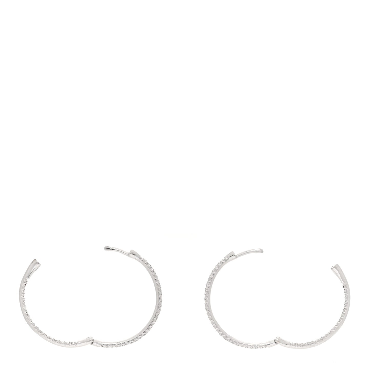 18K White Gold Diamond Large Inside Outside Hoop Earrings