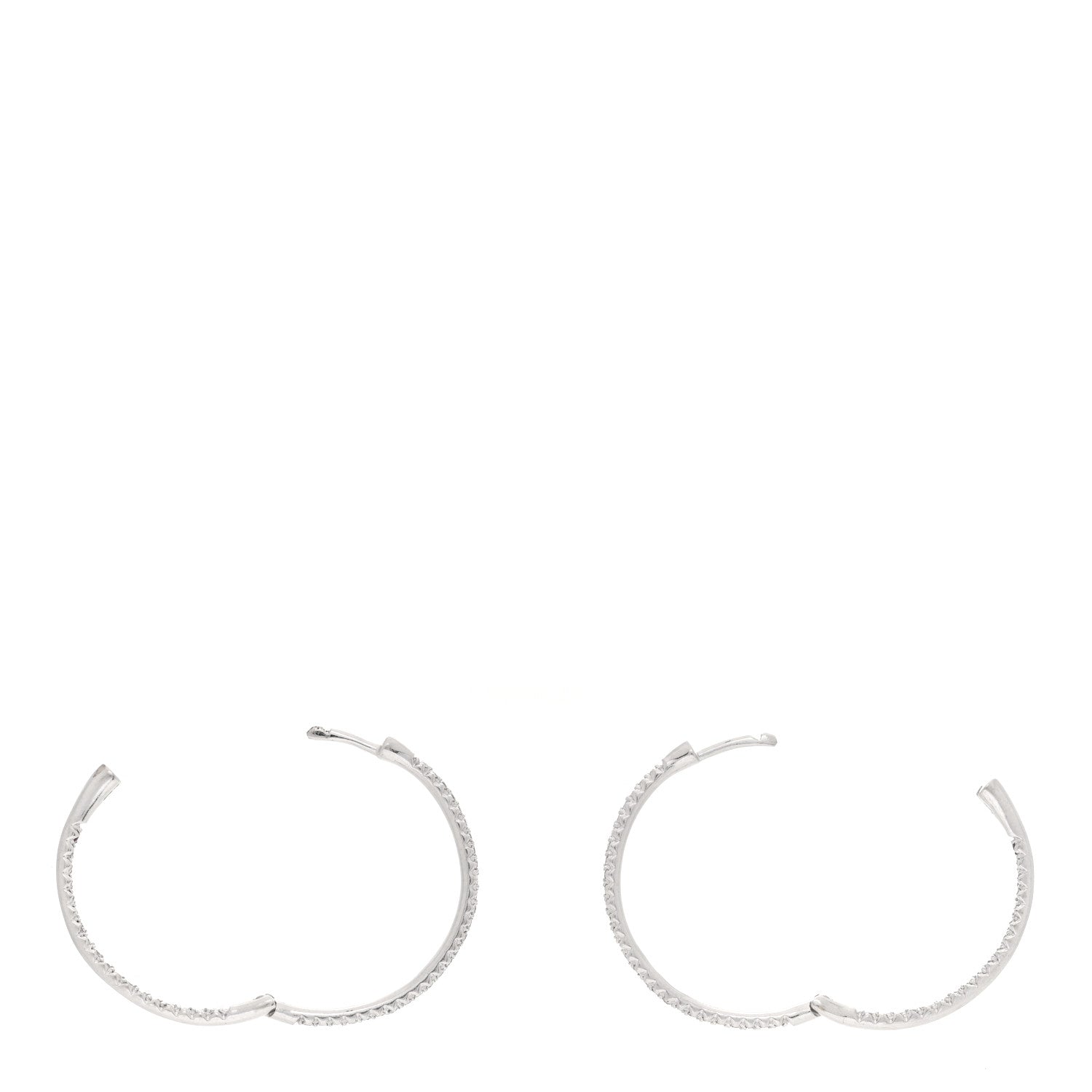 Roberto Coin 18K White Gold Diamond Large Inside Outside Hoop Earrings 3 of 4